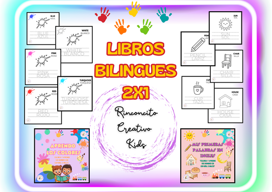 Pack 2x1 Libros Bilingües: Mis Primeras Palabras y Colores (Inglés - Español)