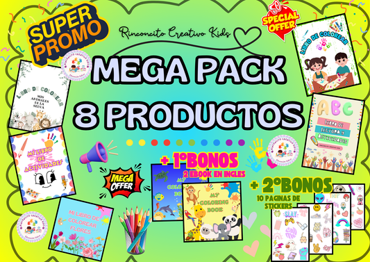 MEGA PACK - COMPLETO + 2 BONOS DE EBOOK EN INGLES + 1 PDF DE 10 PAGINAS DE STICKERS