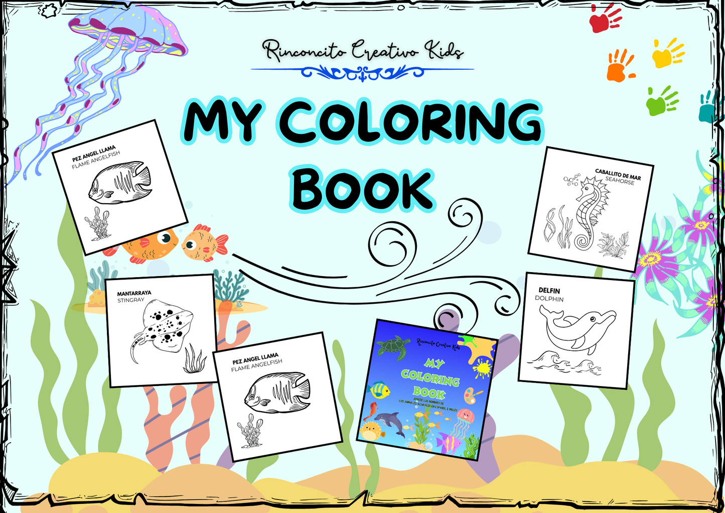 Animales Acuáticos para Colorear: ¡Aprendé sus nombres en Inglés y Español!